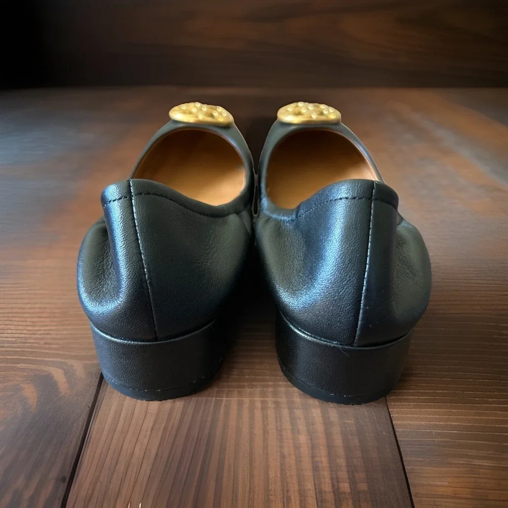 Tory Burch‎ Benton 2 Ballet Scrunch Back Nappa Leather Heel Size 5 - Picture 3 of 8